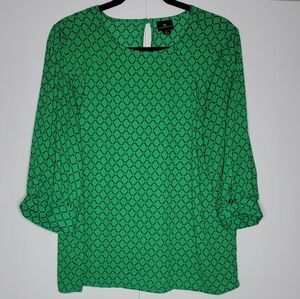 Worthington Green Geometric Blouse